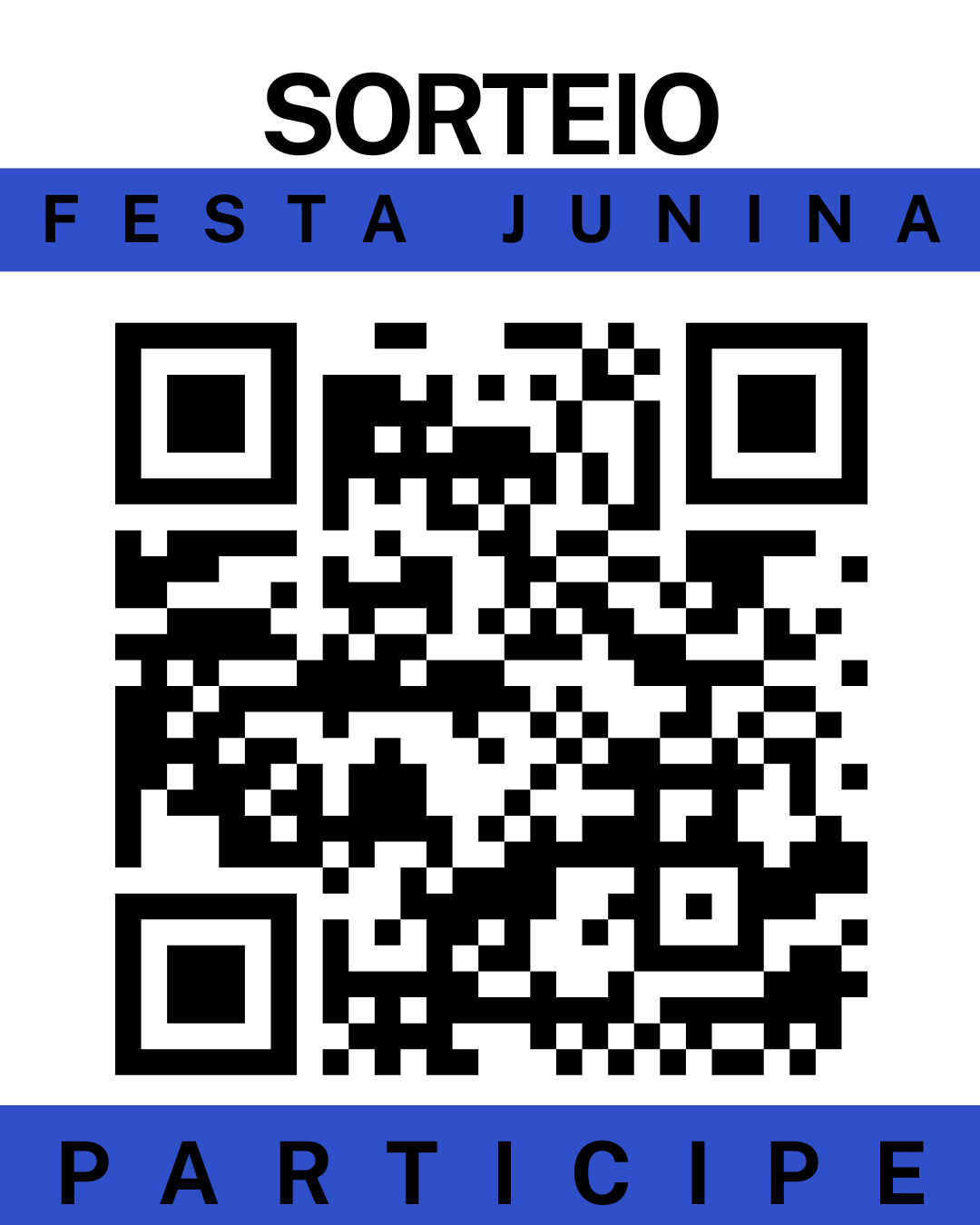 QR Code para participar do sorteio da Festa Junina